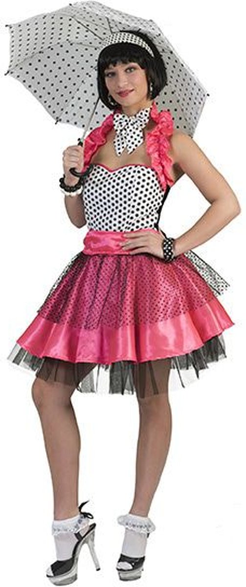 Jaren 50 Kostuum | Rockn Roll Is Here To Stay Jurk Roze Vrouw | Maat 44-46 | Carnaval kostuum | Verkleedkleding